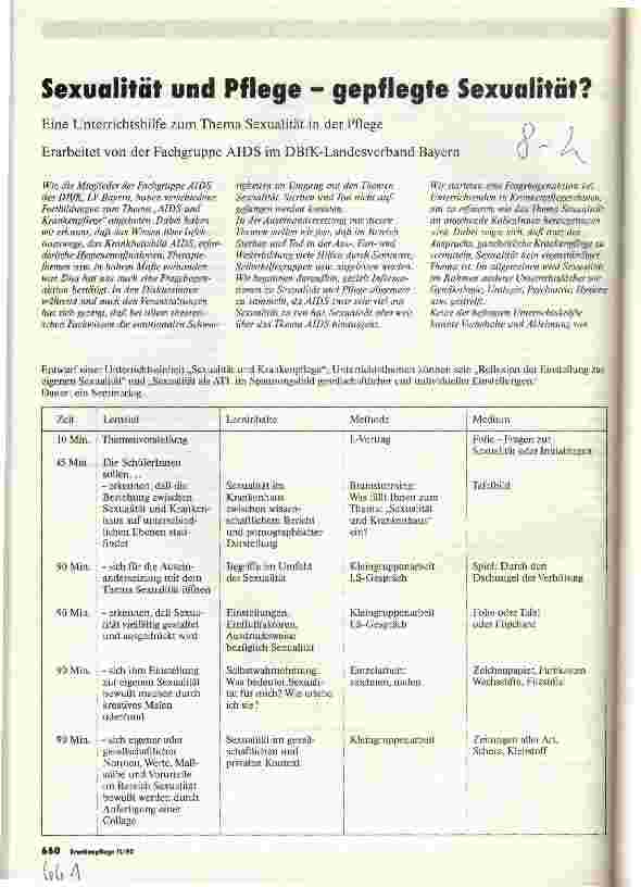 Vorschauseite 1: Sexualität und Pflege - gepflegte Sexualität? Eine Unterrichtshilfe zum Thema Sexualität in der Pflege