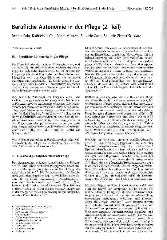 Vorschauseite 1: Berufliche Autonomie in der Pflege (2. Teil)