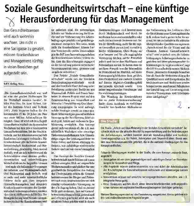 Vorschauseite 1: Soziale Gesundheitswirtschaft - eine künftige Herausforderung für das Management
