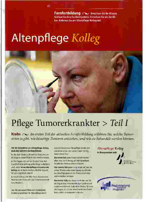 Vorschauseite 1: Pflege Tumorerkrankter Teil I