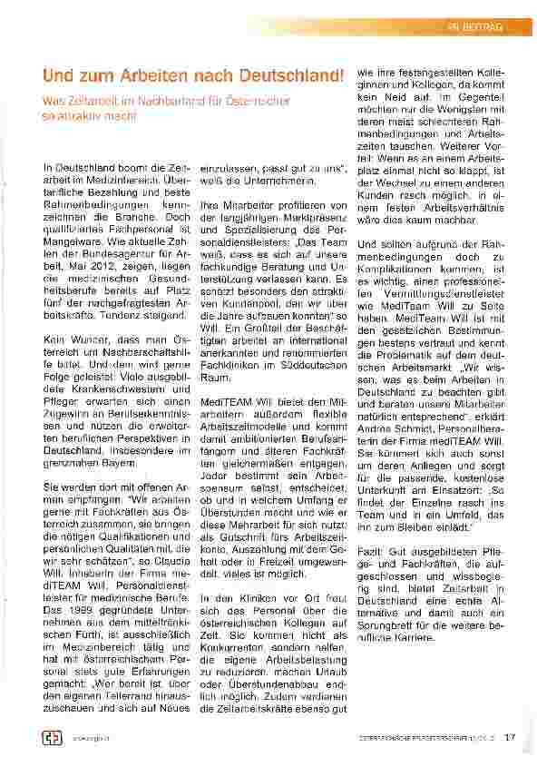 Vorschauseite 1: Und zum Arbeiten nach Deutschland