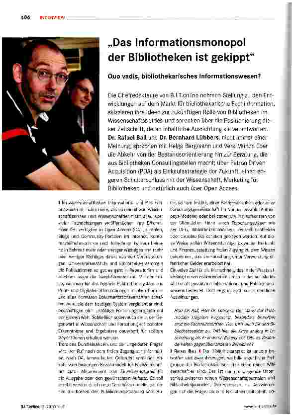 Vorschauseite 1: Das Informationsmonopol der Bibliotheken ist gekippt