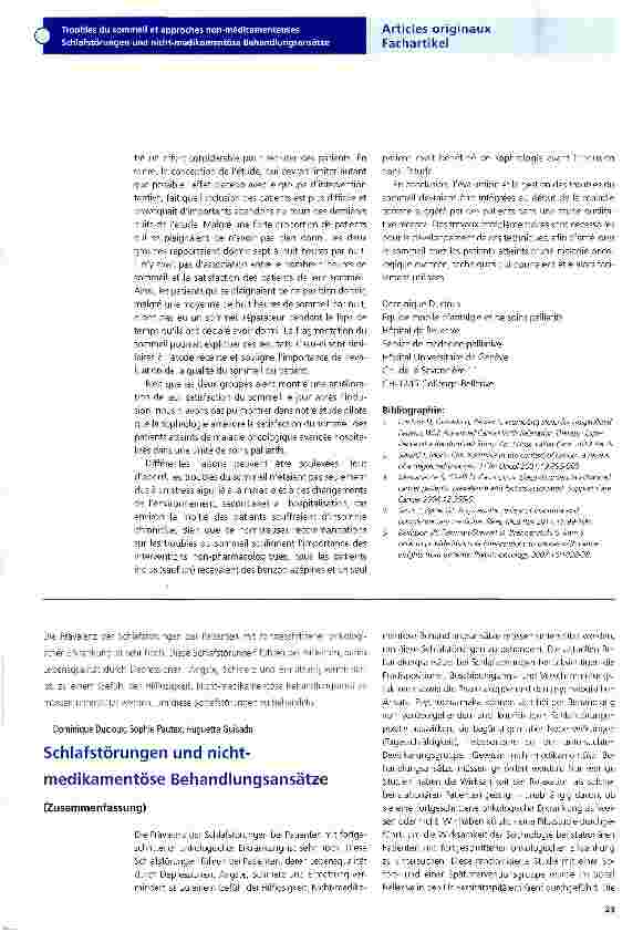 Vorschauseite 1: Schlafstörungen und nicht-medikamentöse Behandlungsansätze