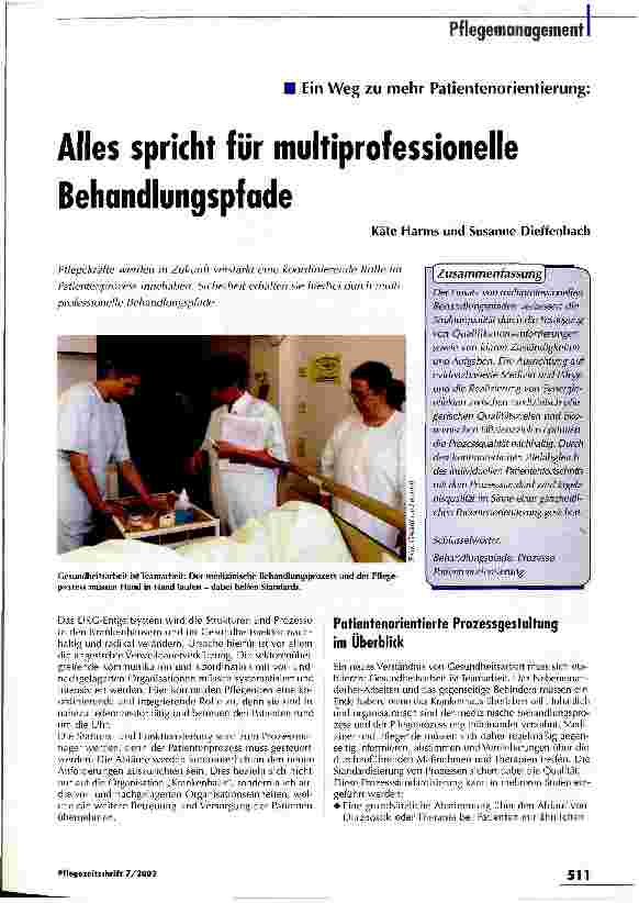Vorschauseite 1: Alles spricht für multiprofessionelle Behandlungspfade