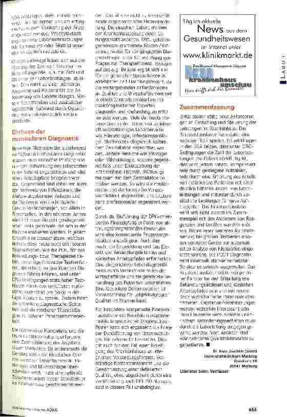 Vorschauseite 4: Das Labor unter DRG-Bedingungen Überblick über aktuelle Fragestellungen