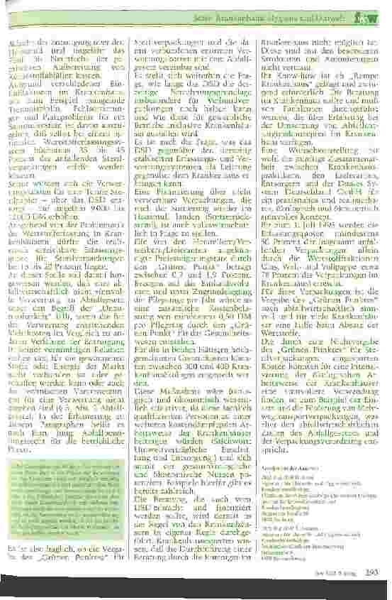 Vorschauseite 3: Kostenauswirkungen des Grünen Punktes Der Grüne Punkt für Sterilverpackungen sinnvoll?