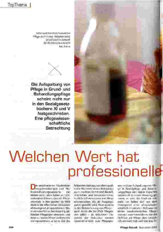 Vorschauseite 1: Welchen Wert hat professionelle Pflege?