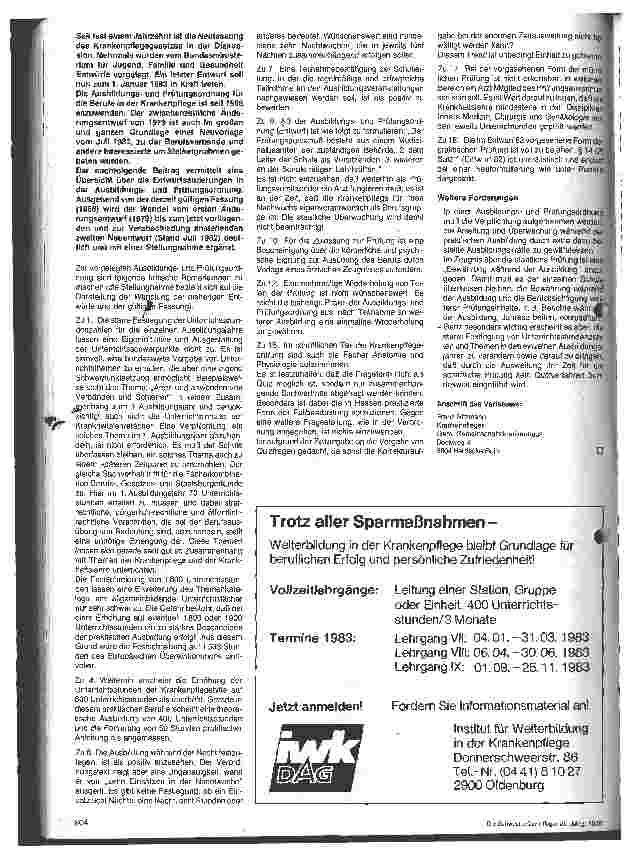 Vorschauseite 2: Stellungnahme zum Entwurf einer Ausbildungs-und Prüfungsordnung für die Berufe in der Krankenpflege