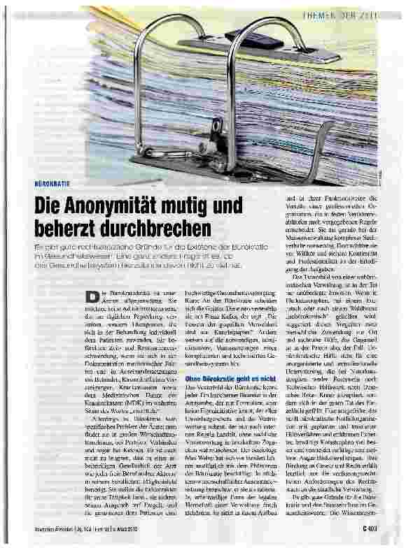 Vorschauseite 1: Die Anonymität mutig und beherzt durchbrechen