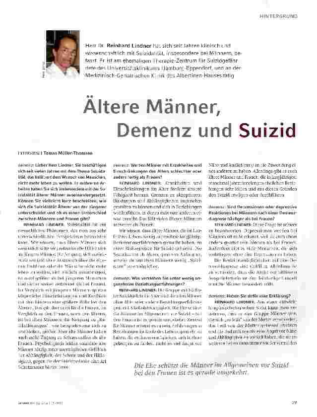 Vorschauseite 1: Altere Männer,Demenz und Suizid