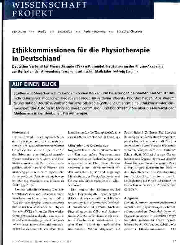 Vorschauseite 1: Ethikkommissionen für die Physiotherapie in Deutschland