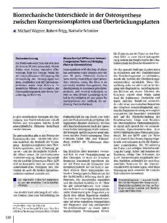 Vorschauseite 1: Biomechanische Unterschiede in der Osteosynthese zwischen Kompressionsplatten und Überbrückungsplatten