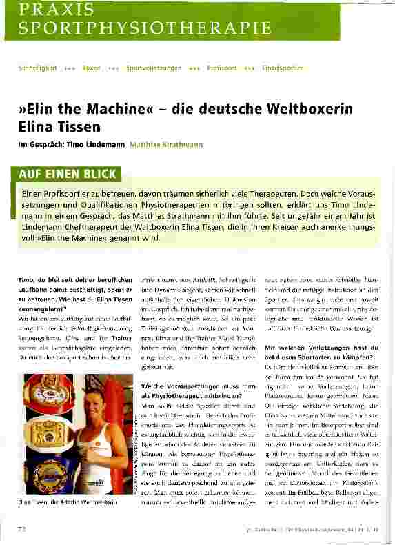 Vorschauseite 1: »Elin the Machine« - die deutsche Weltboxerin Elina Tissen