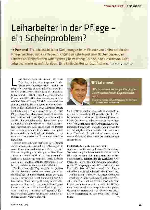 Vorschauseite 1: Leiharbeiter in der Pflege -ein Scheinproblem?