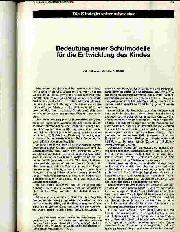 Vorschauseite 1: Bedeutung neuer Schulmodelle für die Entwicklung des Kindes