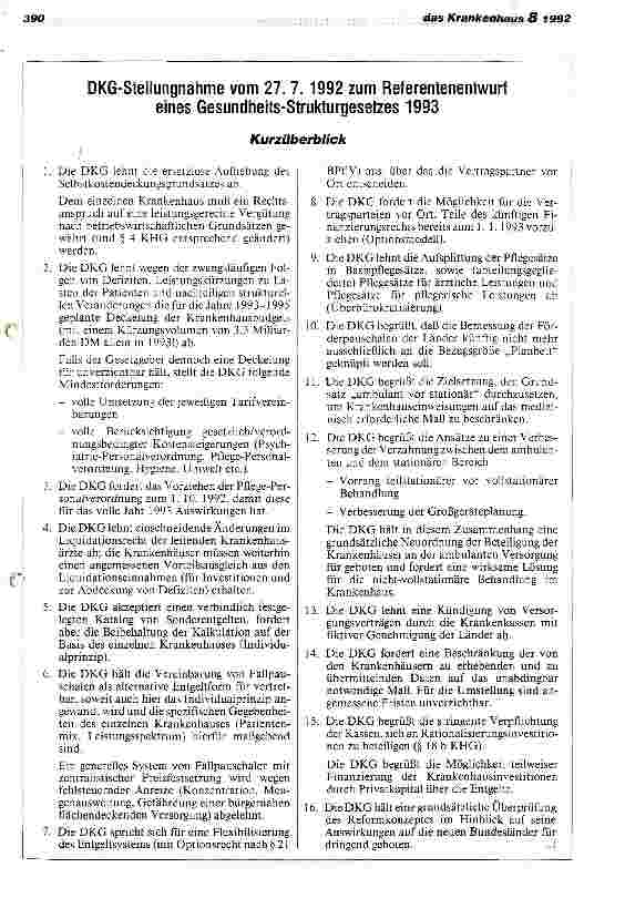 Vorschauseite 4: DKG fordert Rechtsanspruch der Krankenhäuser auf leistungsgerechte Vergütung Stellungnahme zum Referentenentwurf (Teil A+C)