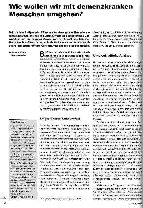 Vorschauseite 1: Wie wollen wir mit demenzkranken Menschen umgehen?