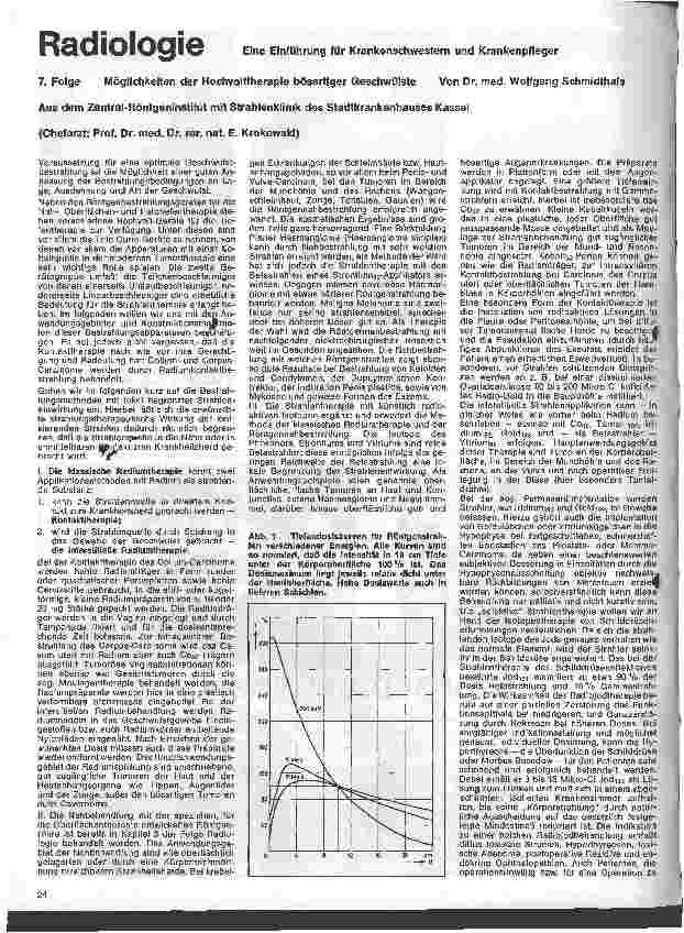 Vorschauseite 1: Radiologie // Eine Einführung für Krankenschwestern u. Krankenpfleger 7. Folge: Möglichkeiten der Hochvolttherapie bösartiger Geschwülste