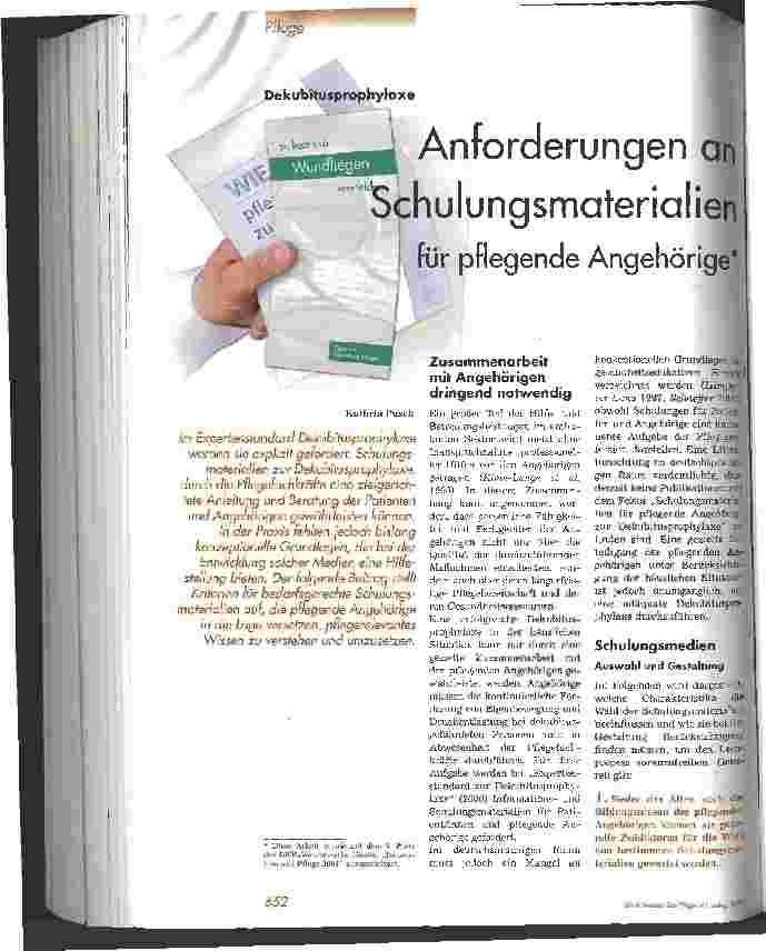Vorschauseite 1: Anforderungen an Schulungsmaterialien für pflegende Angehörige