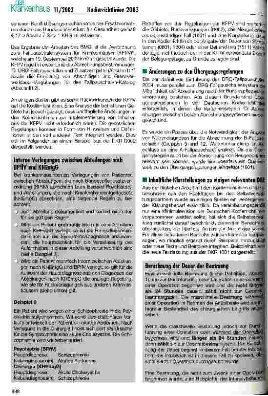 Vorschauseite 4: Anpassung der Deutschen Kodierrichtlinie für 2003