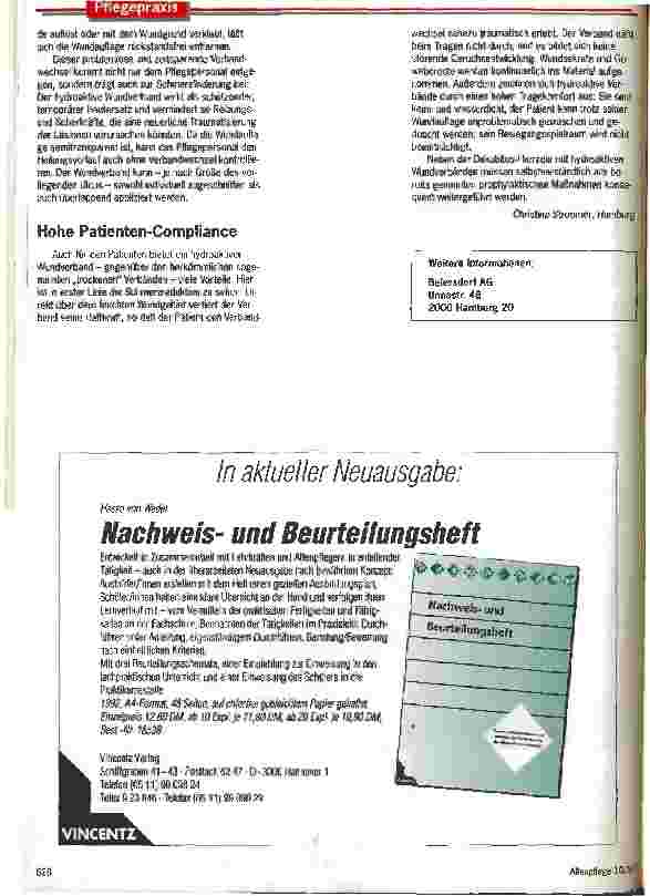 Vorschauseite 4: Hydroaktive Wundverbände fördern Heilungsprozeß Prophylaxe und Therapie von Dekubitaulcera