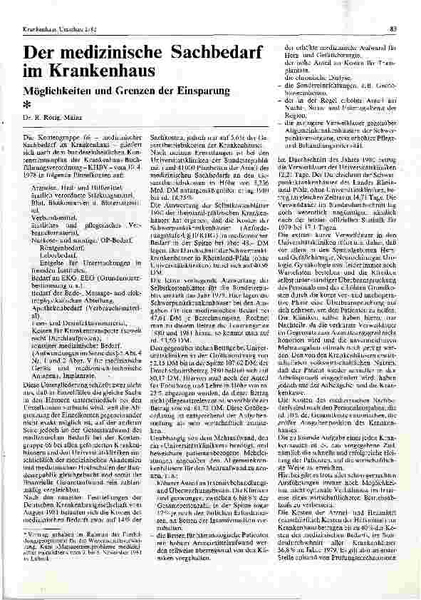 Vorschauseite 1: Der medizinische Sachbedarf im Krankenhaus