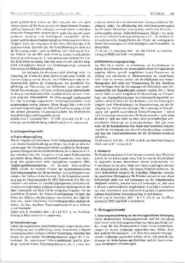 Vorschauseite 3: Übersicht über die Rechtsprechung des BSG im Jahr 2011