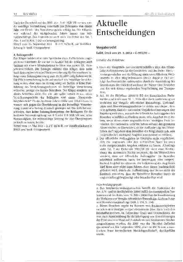 Vorschauseite 6: Übersicht über die Rechtsprechung des BSG im Jahr 2011