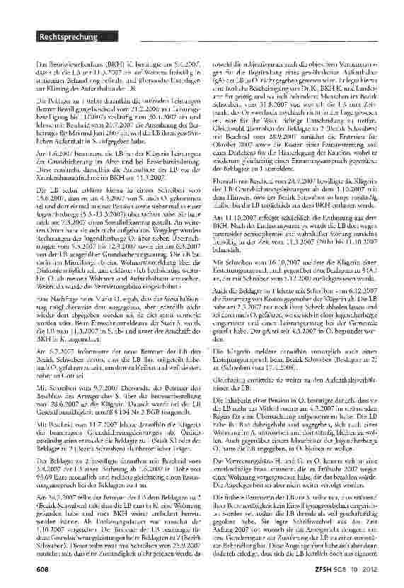 Vorschauseite 2: Begründung des gewöhnlichen Aufenthalts durch eine psychisch kranke leistungsberechtigte Person; Erstattungsanspruch zwischen Sozialhilfeträgern ,