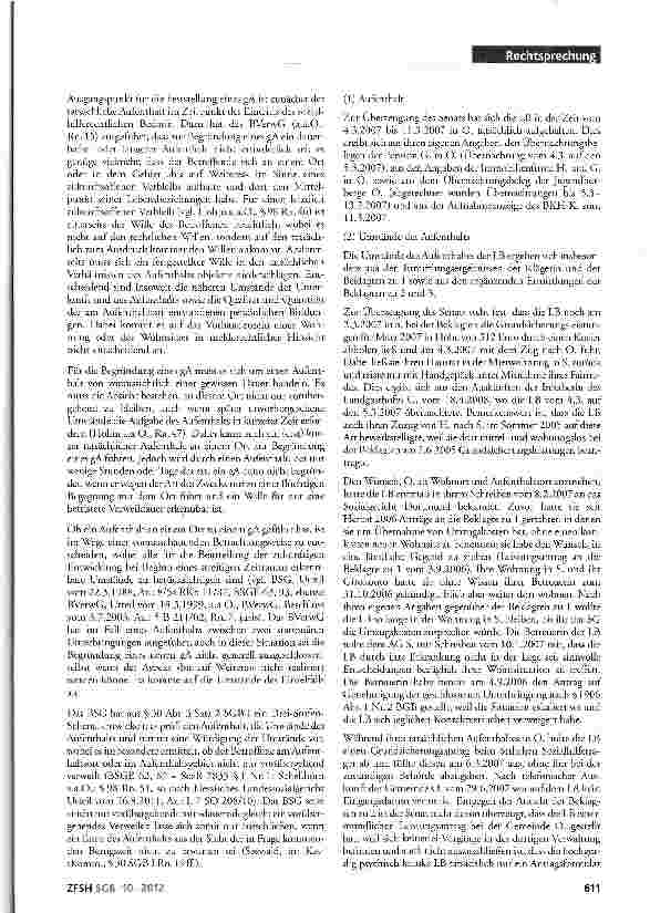 Vorschauseite 5: Begründung des gewöhnlichen Aufenthalts durch eine psychisch kranke leistungsberechtigte Person; Erstattungsanspruch zwischen Sozialhilfeträgern ,