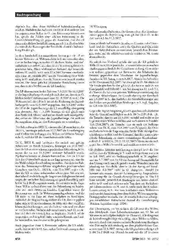 Vorschauseite 6: Begründung des gewöhnlichen Aufenthalts durch eine psychisch kranke leistungsberechtigte Person; Erstattungsanspruch zwischen Sozialhilfeträgern ,