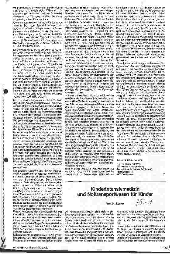 Vorschauseite 1: Kinderintensivmedizin und Nottransportwesen für Kinder