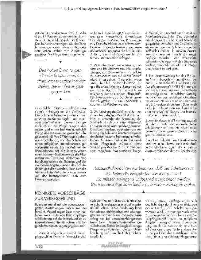 Vorschauseite 4: Sollen Krankenpflegeschülerinnen auf der Intensivstation eingesetzt werden?