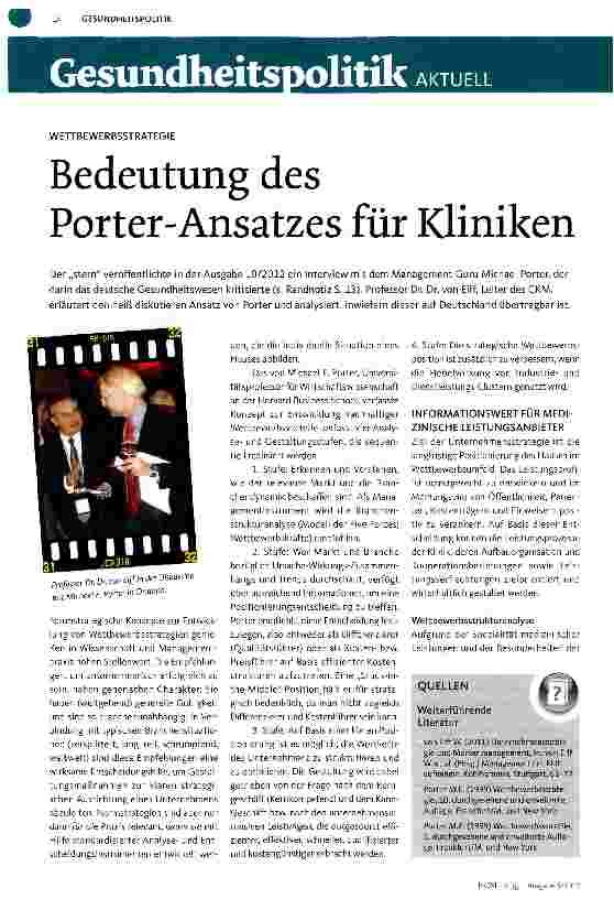 Vorschauseite 1: Bedeutung des Porter-Ansatzes für Kliniken