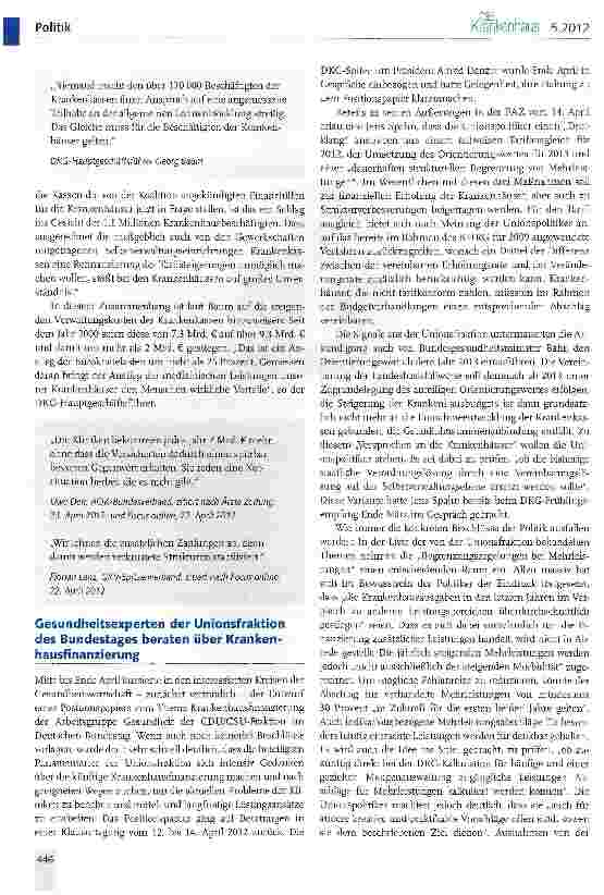 Vorschauseite 2: Politik kündigt Teilausgleich für Tariflasten der Krankenhäuser an