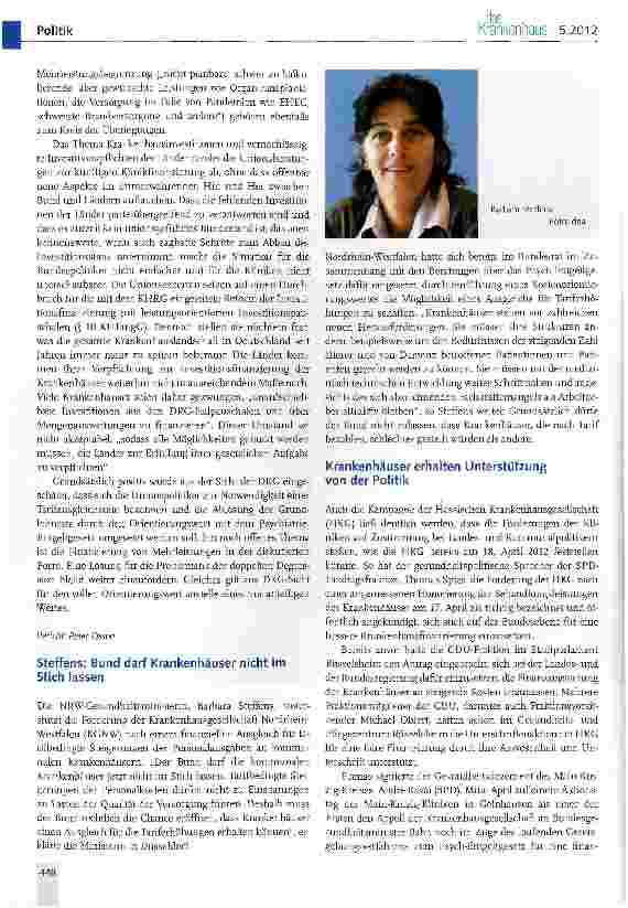 Vorschauseite 3: Politik kündigt Teilausgleich für Tariflasten der Krankenhäuser an