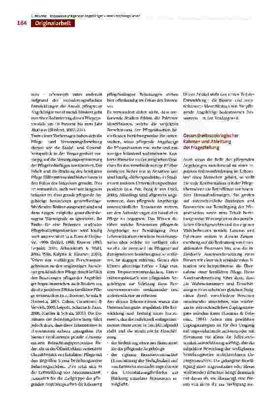 Vorschauseite 2: Ressourcen pflegender Angehöriger -eine Forschungslücke? Gesundheitssoziologische und empirische Annäherung an ein bislang vernachlässigtes Forschungsfeld