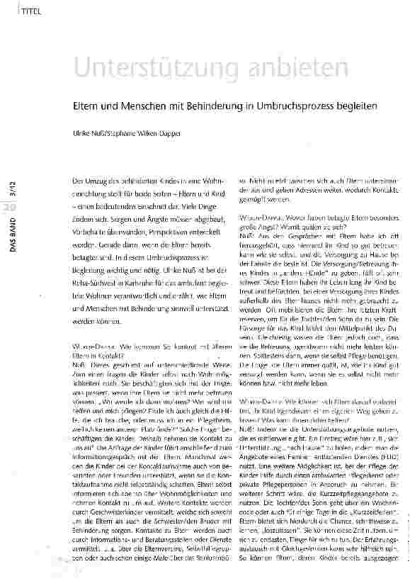 Vorschauseite 1: Eltern und Menschen mit Behinderung in Umbruchsprozess begleiten