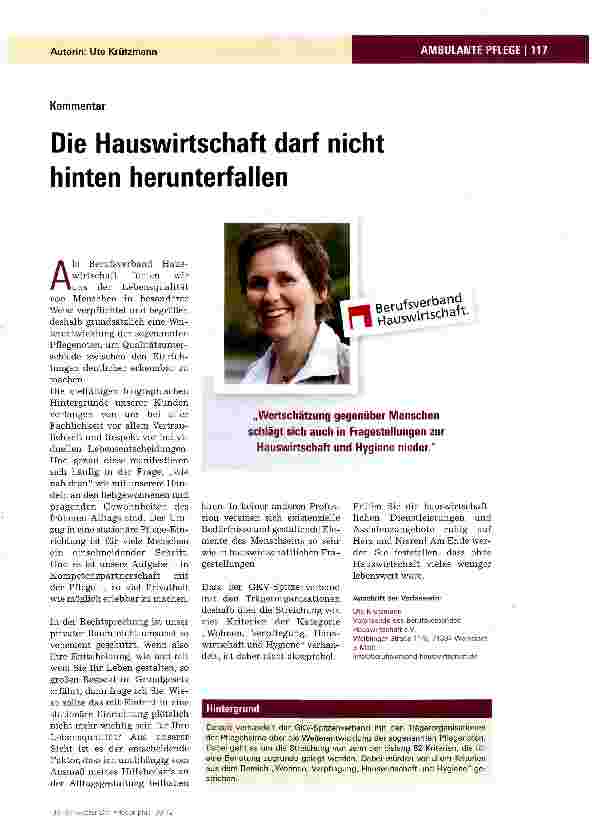 Vorschauseite 1: Die Hauswirtschaft darf nicht hinten herunterfallen