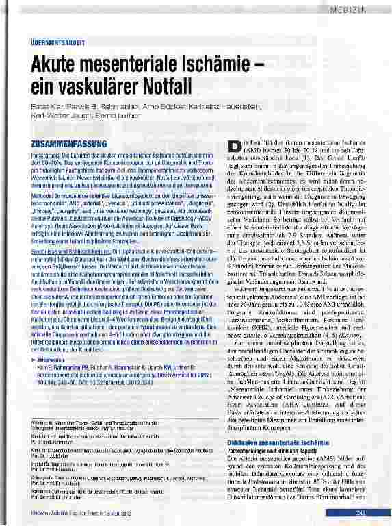Vorschauseite 1: Akute mesenteriale Ischämie -ein vaskulärer Notfall