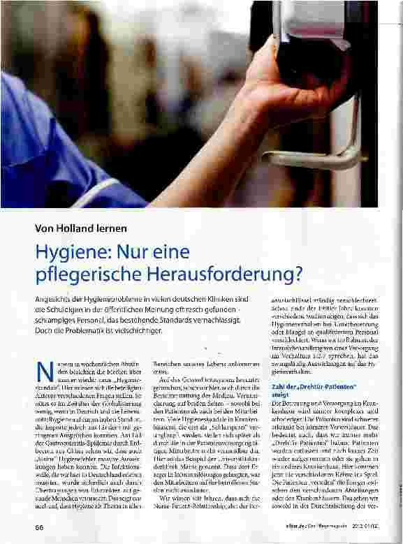 Vorschauseite 1: Hygiene: Nur eine pflegerische Herausforderung?