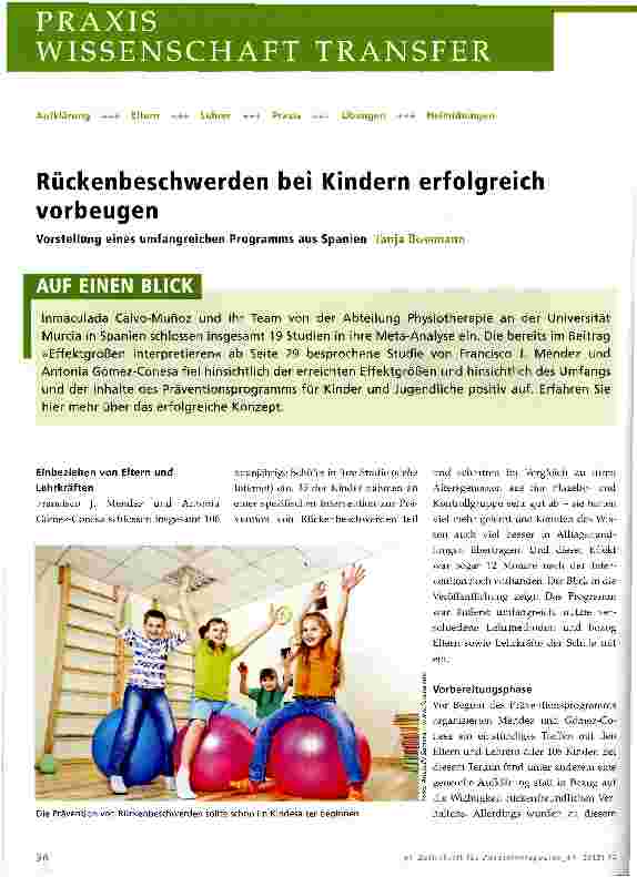 Vorschauseite 1: Rückenbeschwerden bei Kindern erfolgreich vorbeugen