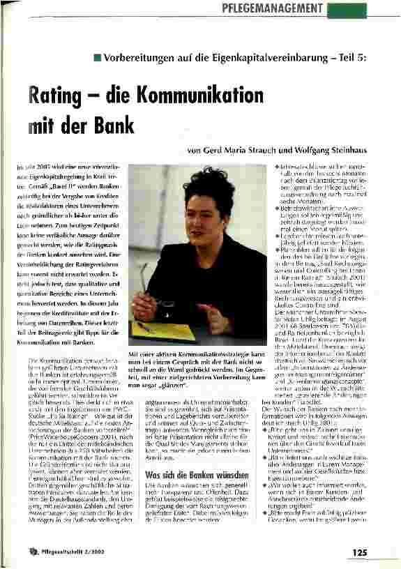 Vorschauseite 1: Rating - die Kommunikation mit der Bank Vorbereitung auf die Eigenkapitalvereinbarung - Teil 5