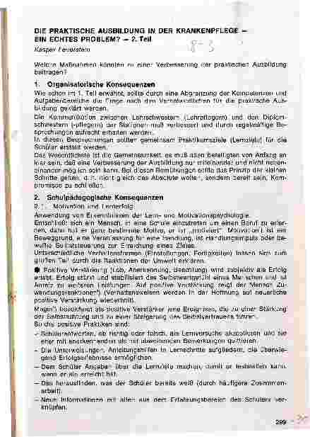 Vorschauseite 1: Die praktische Ausbildung in der Krankenpflege Ein echtes Problem? 2. Teil
