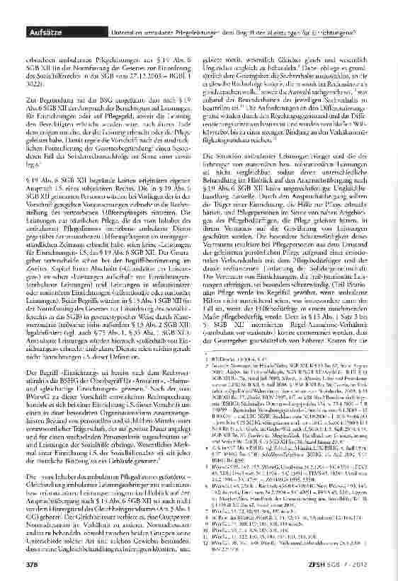 Vorschauseite 2: Unterfallen ambulante Pflegeleistungen dem Begriff der »Leistungen für Einrichtungen« im Sinne des §19 Abs. 6 SGBXII?