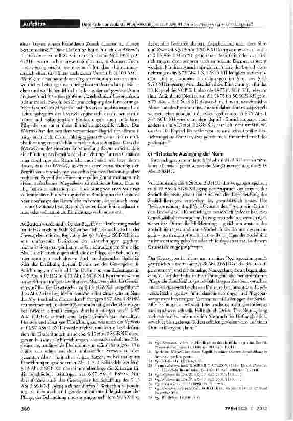 Vorschauseite 4: Unterfallen ambulante Pflegeleistungen dem Begriff der »Leistungen für Einrichtungen« im Sinne des §19 Abs. 6 SGBXII?