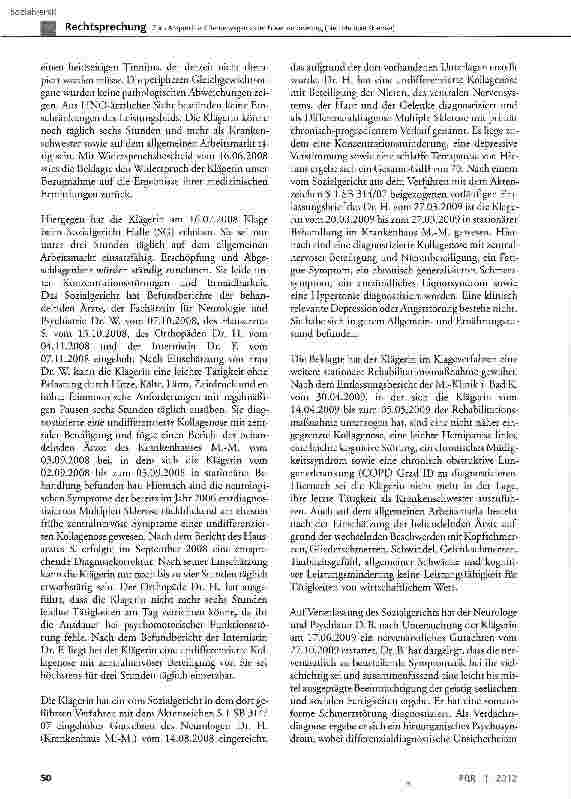 Vorschauseite 3: Zum Anspruch auf Rente wegen voller Erwerbsminderung (hier: Multiple Sklerose)
