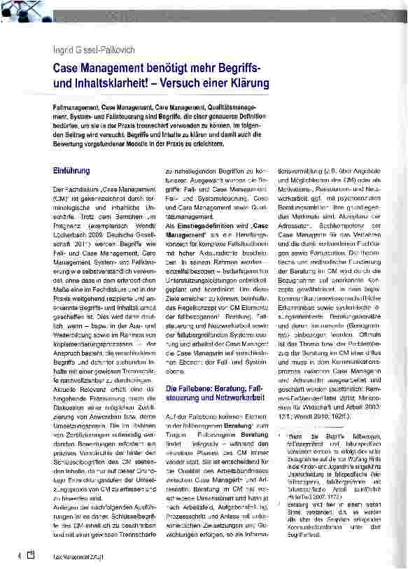 Vorschauseite 1: Case Management benötigt mehr Begriffsund Inhaltsklarheit! -Versuch einer Klärung