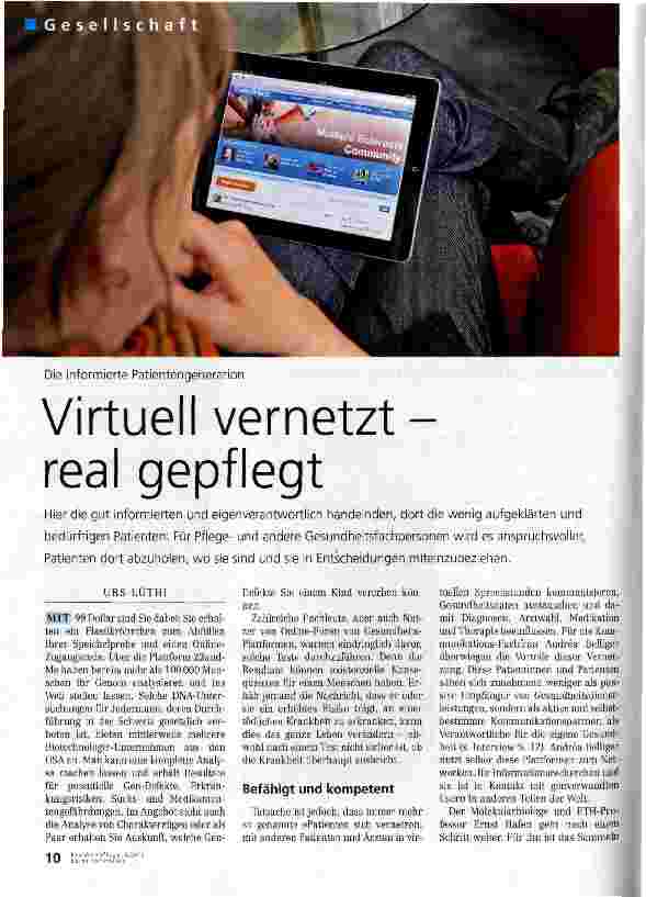 Vorschauseite 1: Die informierte PatientengenerationVirtuell vernetzt - real gepflegt