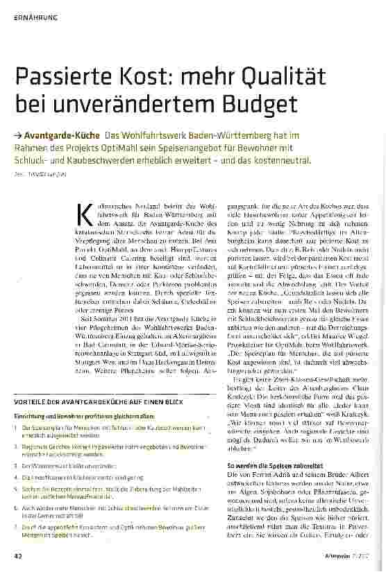 Vorschauseite 1: Passierte Kost: mehr Qualität bei unverändertem Budget